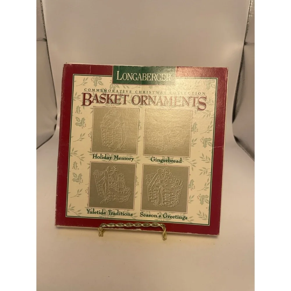 Longaberger Basket Pewter Tie On Christmas Ornaments Set of 4